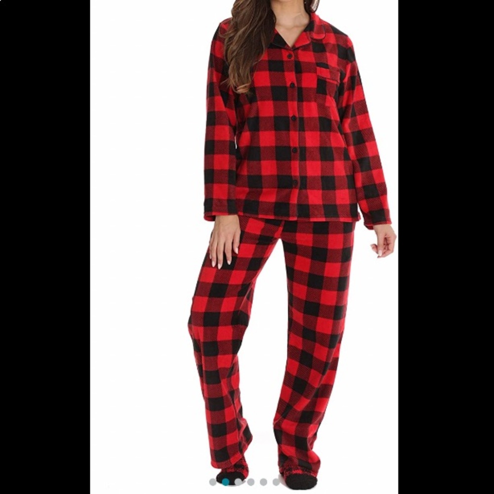 Womens Red and Black Fleece pajamas